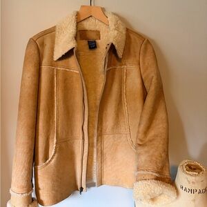 Earl Jeans Camel Jacket with Shearling Lining